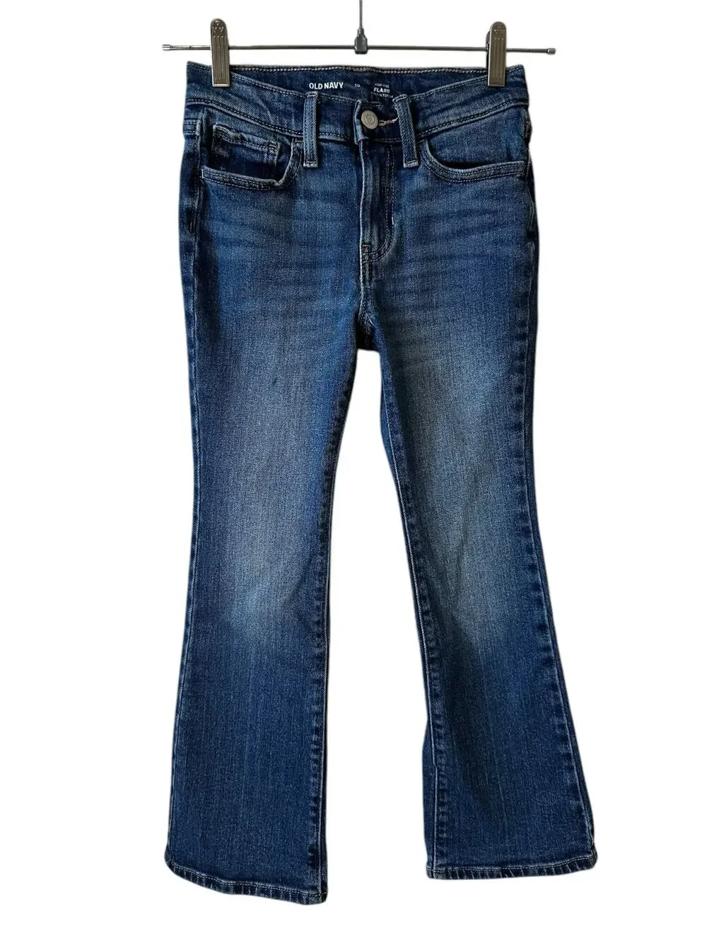 OLD NAVY Girls High Rise Flare Jeans Built In Tough Medium Wash Size 10 Classic